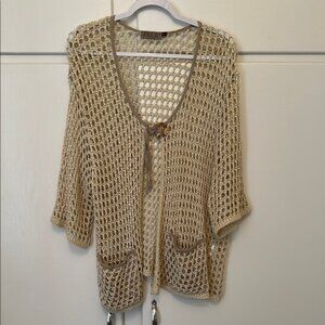 LIKE NEW Zele Tan Open-Knit Cardigan Sweater